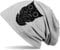 styleBREAKER Damen Stoff Beanie Mütze mit samtigem Eulen Flock-Print, Longbeanie 04024040, Farbe:Hellgrau