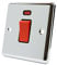 AET CPCCSWBL Polished Chrome Classical 45A Black Insert 1-Gang Plate-45 Amp DP Cooker Switch w/Neon Indicator