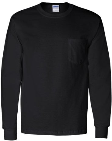 Gildan Ultra Cotton 6 oz. Long-Sleeve Pocket T-Shirt (G241) BLACK - Black -