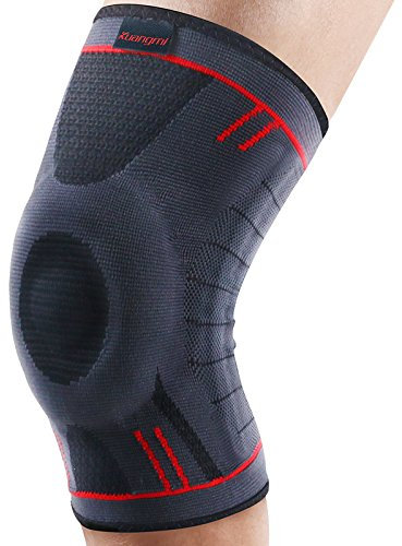 Kuangmi Rodillera Soporte Rodillera Patella Estabilizador Compresión Manga para correr - Baloncesto - Voleibol - Deportes - Ideal para Apoyo diario, Upgrated Blue, L