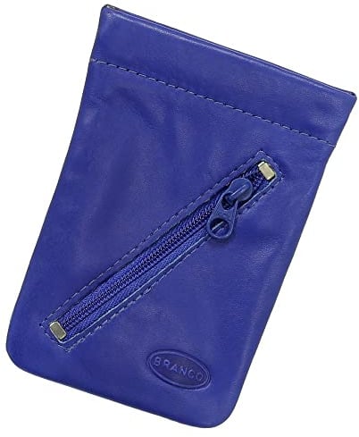 Leder Schlüsselglocke Schlüsseletui Schlüsseltasche Schlüsselmappe Schlüsselbeutel mit Reißverschlussfach Farbe Royalblau