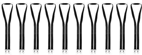 Karteo Schlüsselband schwarz mit Doppelkarabiner [10 Stück] Lanyard mit 2 Karabiner Haken und Sicherheitsverschluss für Ausweishüllen