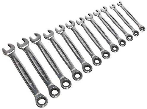 Sealey AK63922 12pc Ratchet Combination Spanner Set - Metric, Silver