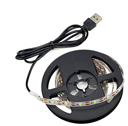 Renohef Lampade a led USB,5V 3528 5 metri 300 Leds Strisce led bianco caldo con cavo USB,Retroilluminazione per laptop desktop per TV, illuminazione per cucina,illuminazione a corda non impermeabile