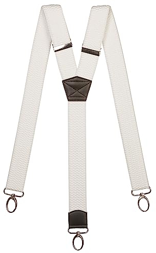 Olata Y Hosenträger mit Karabinerhaken – Frauen- und Herren Hosenträger – 4 cm. Weiß