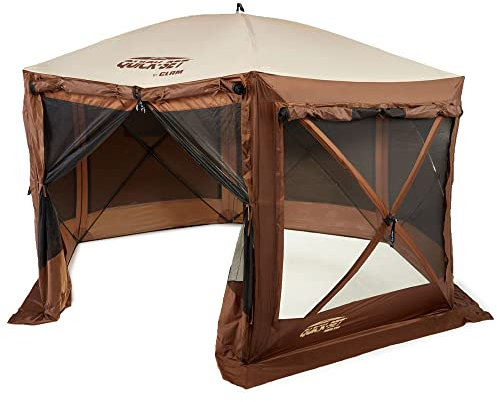 CLAM Quick-Set Pavilion 12.5' x 12.5' Portable Pop-Up Outdoor Camping Gazebo Screen Tent Canopy Shelter & Carry Bag with Floor Tarp Cover Attachment