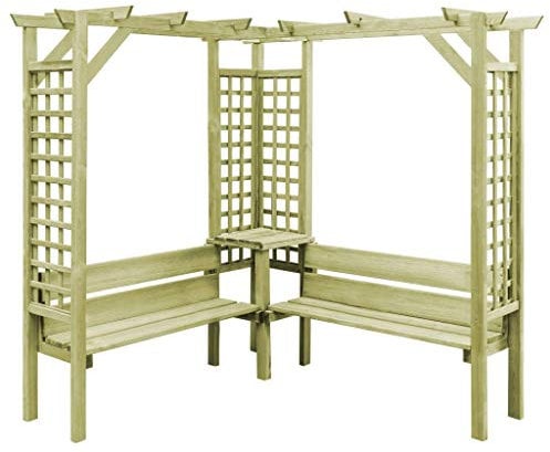 Festnight Pergola de Jardin Pergola d'angle avec Banc pour Jardin, Patio ou Arrière Cour Bois de Pin Imprégné FSC