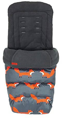 Cosatto Giggle 3/4 Footmuff – Cosy Toes, All Season Luxury Quilted Pushchair Liner, Washable (Charcoal Mister Fox)