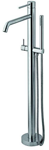 Paffoni LIG032ST Miscelatore vasca a pavimento con deviatore e doccia senza base free-standing LIGHT Steel Looking