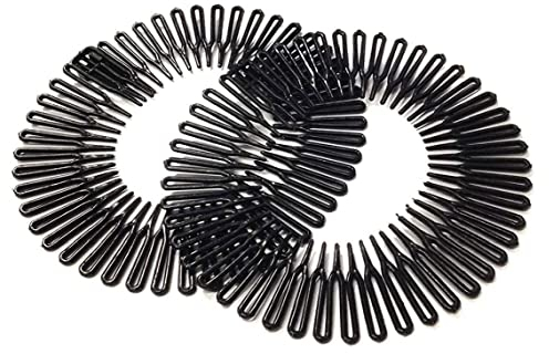Extensible cheveux peigne 2 Zig Zag Cercle Plastique souple Peigne circulaire pleine dent Bandeaux Sport Accessoires cheveux Fashions Noir 2PCS Beauté