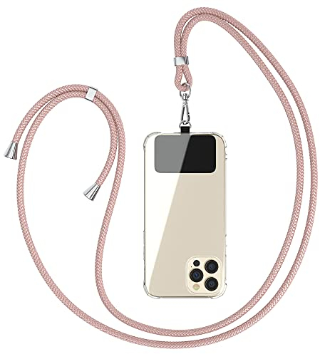 EAZY CASE Chaîne Universelle pour téléphone Portable adaptée à Tous Les Smartphones Tour de Cou Housse avec Cordon Sangle pour téléphone cellulaire adapté à Toutes Les Pochettes Or Rose