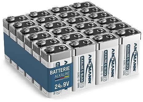 ANSMANN Alkaline longlife 9V Block Batterien (24 Stück Vorratspack) - Premium Qualität für höhere Leistung, 9V Batterie ideal für Rauchmelder, Bewegungsmelder, Alarmanlagen & Kohlenmonoxid Warnmelder