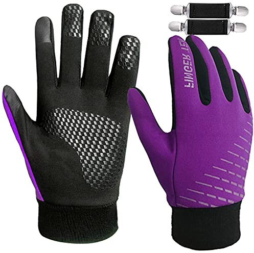 AMRTA Winter Gloves for Kids with 2 Gloves Clips Full Finger Touchscreen Gloves Warm Outdoor Bike Cycling for Boys Girls Youth Children Junior