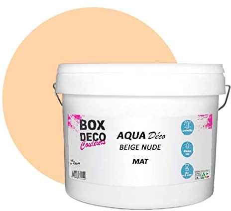 BOX DECO COULEURS Peinture murale acrylique aspect mat Aqua Déco - 10L, Beige Nude