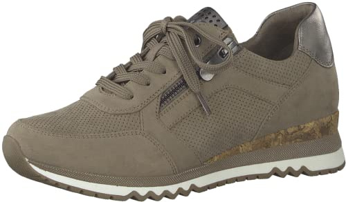 MARCO TOZZI Damen Sneaker flach mit Schnürsenkeln und Reißverschluss Vegan, Beige (Antelope Comb), 39
