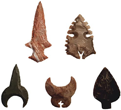 Animus Imperat Set 5 außergewöhnliche Pfeilspitzen Steinzeit Nachbau (Set Typ 2)