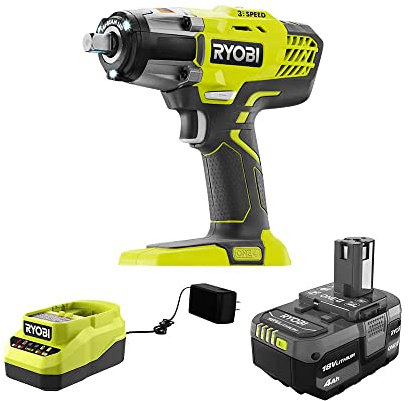 Ryobii RYOBI P261K1 ONE+ 18V Cordless 3-Speed 1/2 in. Impact Wrench with 4.0 Ah Battery and Charger