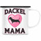 Trendation - Dackel Mama Emaille Tasse Geschenk Frauen Dackel-Besitzerin (Schwarz)