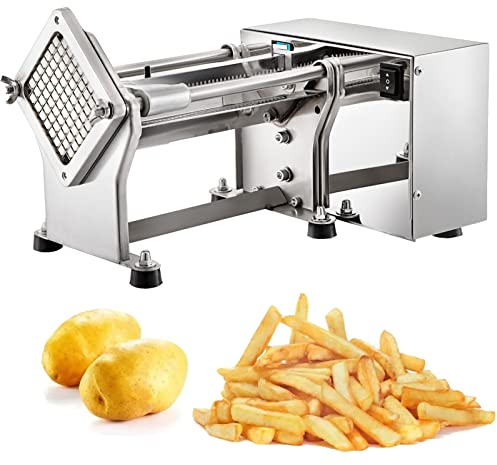 HNCXHX French Fry Potato Cutter Machine, Electric Cutting Slicer Chipper Automatic Potato Cutter,Commercial Automatic Industrial Kitchen Restaurant Use Potato Chopper 3 Sizes Blades
