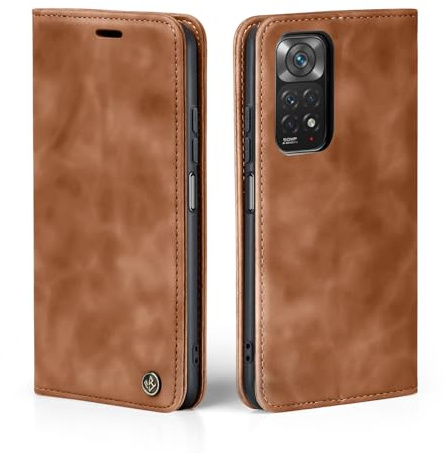 LBH Handyhülle für Xiaomi Redmi Note 11 / 11S in Hellbraun mit Karten- und Geldfach Smartphone Hülle mit Standfunktion Flip Case Schutzhülle Magnetverschluss Vintage