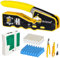 Brileine RJ45 Crimp Tool Pass Through Kit, Ethernet Crimping Tool with Network Cable Tester, 50PCS CAT6 Pass Through Connectors, 50PCS RJ45 Boots, Mini Wire Stripper, Wire Cutter Plier