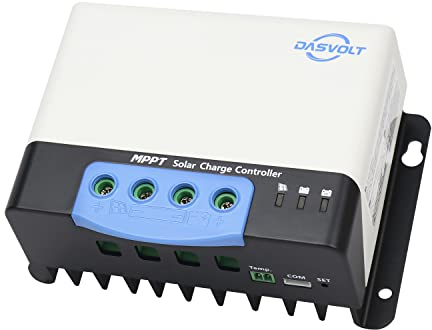 DASVOLT®, Contrôleur de charge solaire MPPT 20A 12V/24V Puissance d'entrée maximale 260W/12V, 520W/24V pour batterie au lithium, plomb-acide, scellée, les camping-cars, caravanes, bateaux, yachts