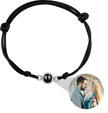 Personalisierte Foto Armband Bild Projektionsarmband im Stein Ich Liebe Dich Armband 100 Sprachen für Damen Herren Runde kugel Projektion Armband Freundschaft Denkmal Geschenk Verstellbarer Lederseil