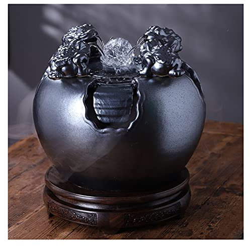 SUNESA Tabletop Fountains Indoor Water Fountain with Rolling Ball Feng Shui Zen Tabletop Fountains Waterfall Ceramic Flowing Water Decoration,for Home Office Desktop Indoor Fountain