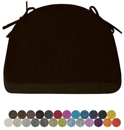 Lsjoaw 1 Stück Stuhlkissen Sitzkissen Stuhl 43X42X40X8 Sitzpolster mit Bindeband Rutschfestes Zierkissen Gartenkissen Halbrund Auflage für Stühle Indoor/Outdoor Sitzauflage,Black