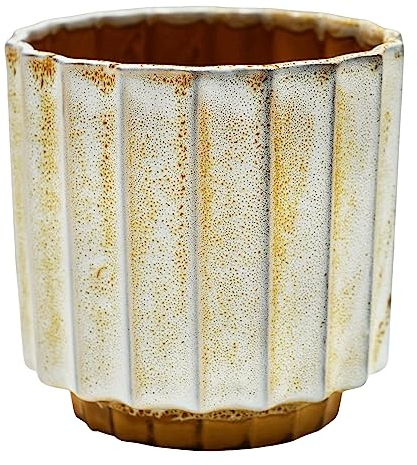 Ivyline Pot de Fleurs en céramique Moutarde réactive 16 x 16 cm
