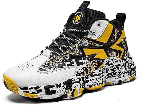 Zapatillas de baloncesto for hombre, zapatillas deportivas a la moda for parejas, zapatillas deportivas antideslizantes transpirables for exteriores con soporte for el arco ( Color : Yellow , Size : 4