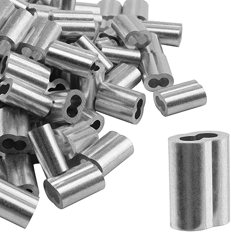 YIXNSW 150 casquillos de aluminio, manguitos de aluminio, 3 mm, manguito de aluminio para cables de alambre, conexiones de cable de acero, color plateado