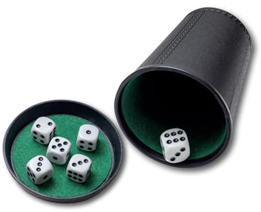 Noris 606152776 Würfelbecher Set mit 6 Würfeln, vielseitig einsetzbares Würfel-Set für Spieler ab 3 Jahren, grün