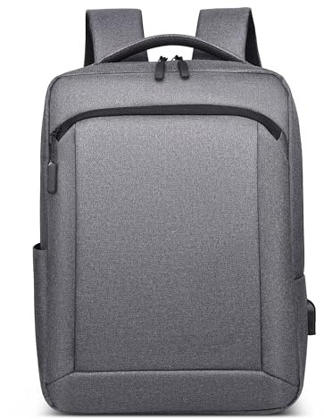 DEEVORCA Mode Homme Sac à Dos Élégant Sac D'école Ordinateur Portable 14 Pouces avec USB Charging Port Sac à Dos pour Voyage Travail d'affaires Collège Imperméable Hommes Backpack Gris