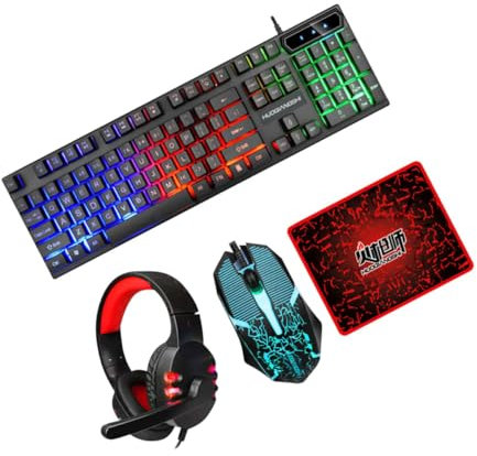 Gatuida 1set Tastiera e Mouse Gaming Retroilluminati Cuffie Per Computer e Facile Usare Per e