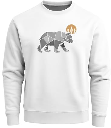 Neverless® Sweatshirt Polygon Bär Mond Outdoor Wandern Natur Print Aufdruck Fashion Streetstyle