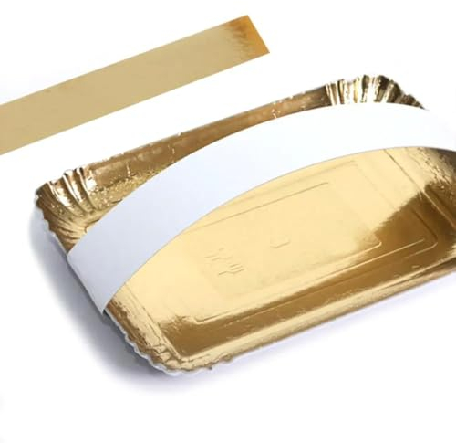 Strisce Cartone ORO per vassoi Pasticceria 10kg - protezione paste pasticcini mignon torte - vassoio non incluso oro e bianco (5x100 cm)
