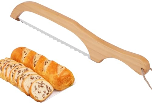 AIWMQYYF Wooden Bread Knife, Hacksaw for Sourdough Lame, 40cm Length Wooden Bread Slicer with Built-in Ergonomic Handle, Suitable for Cutting All Kinds of Bread, Cakes, Fruits, Etc