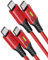 INIU USB C auf USB C Kabel, 100W [2m+2m, Rot] Typ C Schnellladekabel PD 5A QC 4.0 Nylon Ladekabel USB-C Aufladekabel für iPhone 15 MacBook Pro 2021 iPad Air Samsung S22 PS5 Pixel 7 Huawei usw.