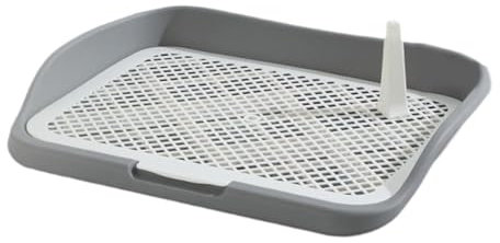 F Fityle Plateau de Pot d'entraînement de Toilette pour Chien, intérieur Ouvert, entrée supérieure, bac à litière pour Chien, grilles en Maille, Toilettes, Clôture Gris Moyen