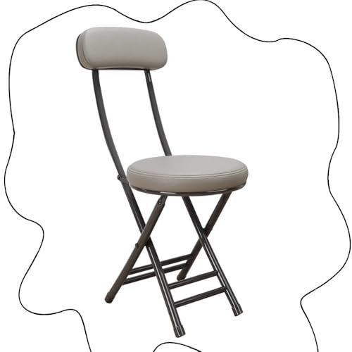 IMUNKT Sedia Pieghevole con Schienale Sgabello da Bar Pieghevole Rosa per Casa Cucina Ufficio, Sgabello da Campeggio con Sedile Imbottito, Salvaspazio(Grey-Black)
