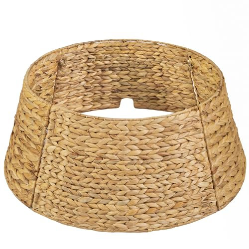 KOLWOVEN Collier de sapin de Noël de 61 cm, jupe de jacinthe d'eau réglable pour décoration, protection de base contre les animaux domestiques (jacinthe d'eau)