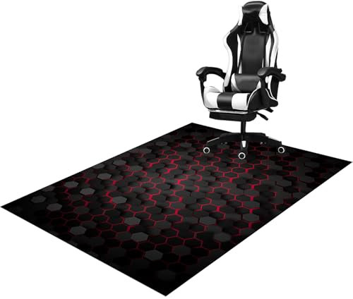Qesjodfu Gaming Chair Mat for Hard Floors 90 x 120 cm, Floor Protection Mat for Hard Wood Tile Floors, Heavy Duty Office Chair Mats for Carpeted and Hardwood Floor, Non-slip Rectangle Desk Chair Mat
