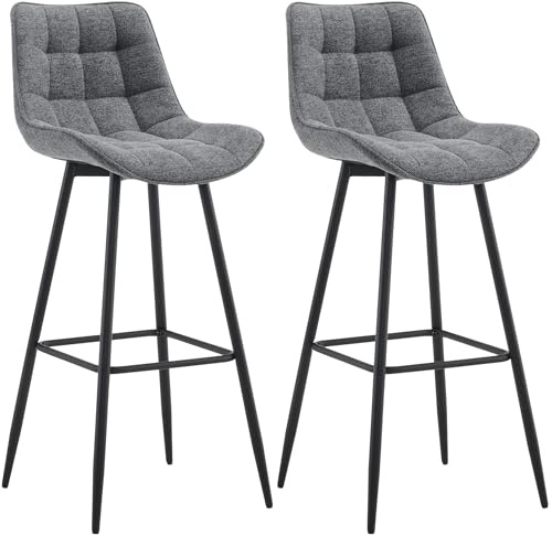 CLP Lot de 2 tabourets de Bar Dartford I Chaise de Bar rembourrée I Structure métallique | Couleur Gris foncé Matériel Tissu