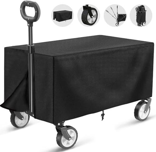 HOFTME Foldable Cart on Wheels,Camping Trolley 220LBS/100kg Large Capacity,Folding Garden Trolley Cover