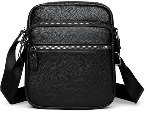 Leisofter Umhängetasche Herren Leder Schultertasche für Männer Crossbody Bag Handytasche Messenger Bag Herrentasche Shulder Bag Leder Braun Schwarz