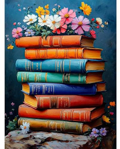 KEYIFA Peinture par Numéros pour Adulte, Livres sur Pierres Kits de Peinture au Numéro avec Acrylique et Pinceaux, DIY Creatif Toile Painting à l'huile, Décoration de Maison 30x40cm