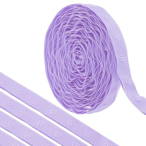 QUARKZMAN 6 Yard Snap Button Tape zum Nähen, Baumwoll-Snap-Button-Borte Schnellverschluss-Schnallenband für Kleidung Stoff DIY Handwerk, Hellviolett