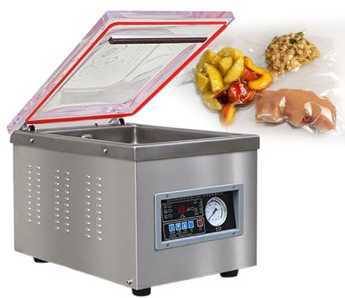 GESAIDES Kammer-Vakuumierer, Hervorragende Versiegelungswirkung mit Automatischer Steuerung, Professionelle Lebensmittelverpackungsmaschine für Frischfleisch,C
