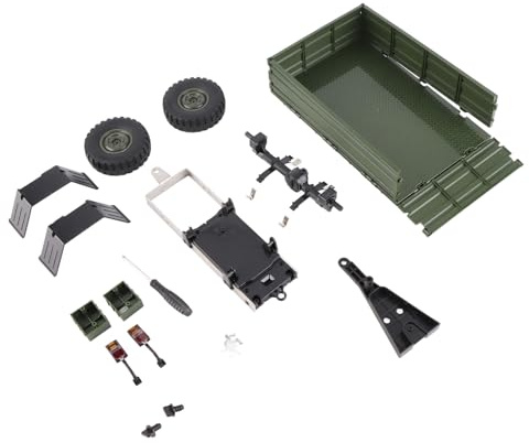 plplaaoo RC -Autoanhänger Fernbedienungs -Ladungsträger für P06 Unimog Modell RC -Auto Ersatzteile Zubehör Metallreifen DIY Kit Fein Arbeit Kunststoff Edelstahl 21.6x14.6x6cm (Grün)